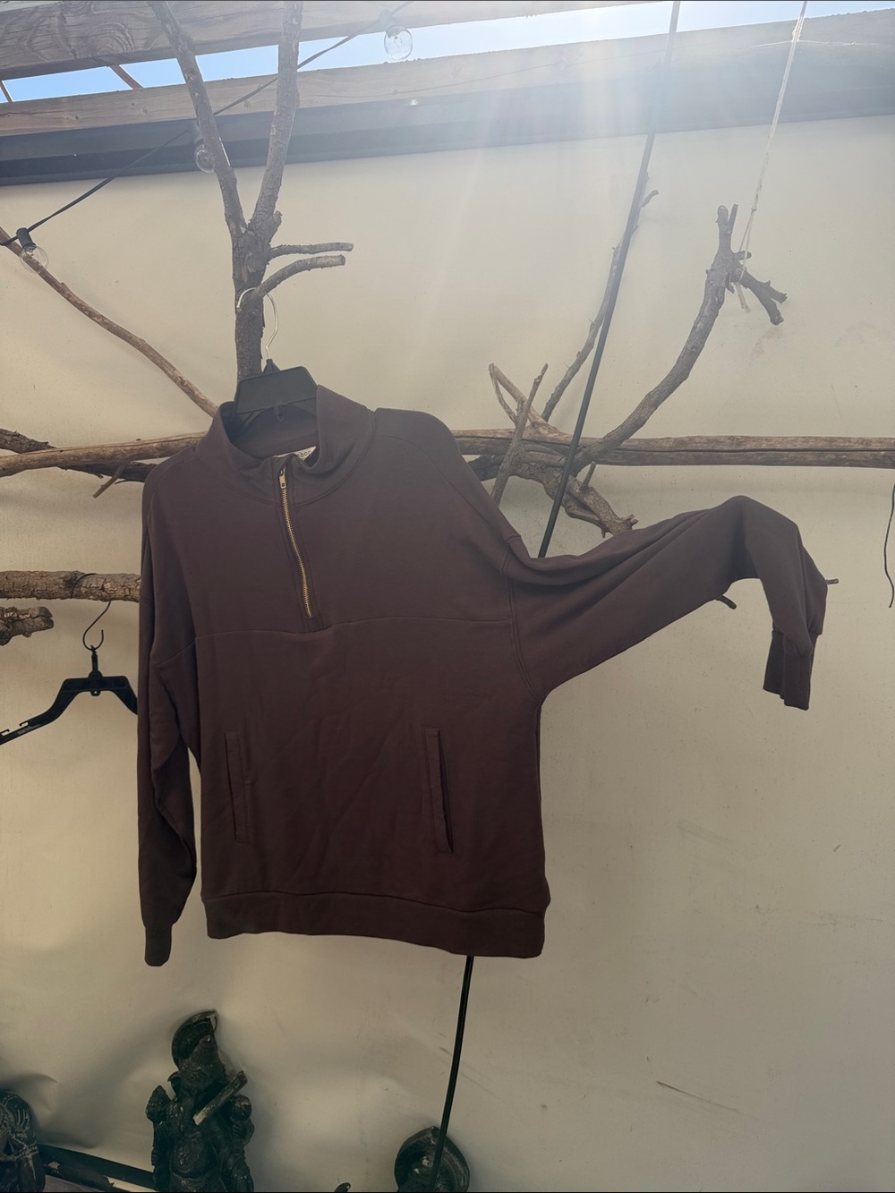 Workshop Republic Clothing Brown Half-Zip Pullover Sweater
